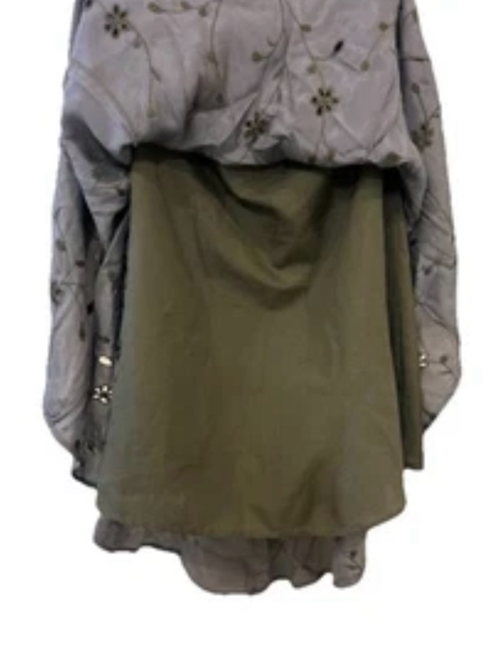 La Redoute Gray Embroidered A-Line Skirt Overlay Tie Detail - Picture 8 of 11